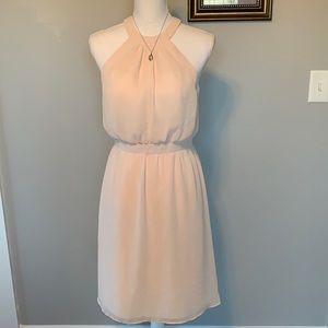 Wtoo dress sleeveless wedding or prom form fitting midi sheer light pink Size 4